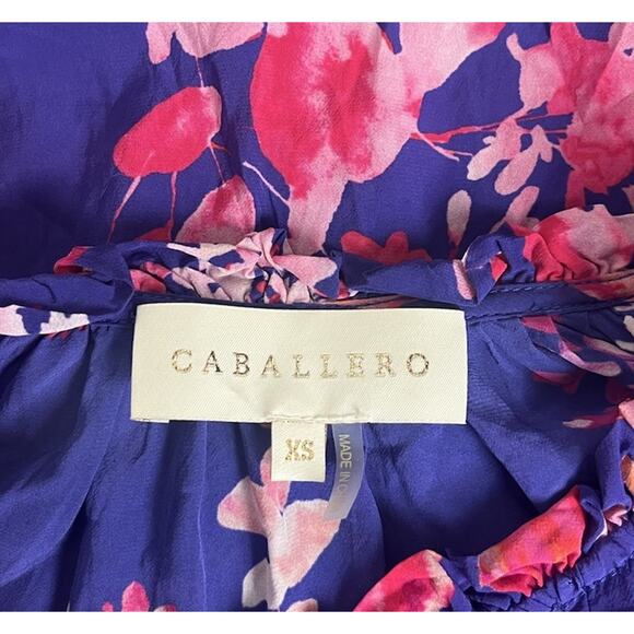 Anthropologie Caballero Vibrant Fields Blouse Elastic Button Loop Top Size XS - Picture 6 of 7